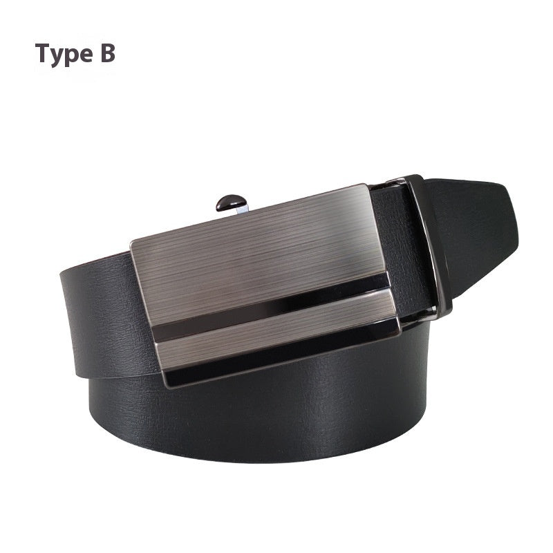 Ceinture pour homme en PU classique décontractée et polyvalente avec boucle automatique sans dents