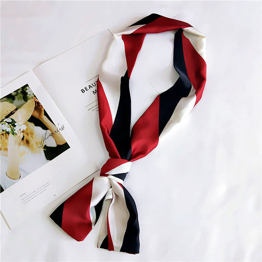 Foulard en soie pour femme, long, printemps et automne, double face, double usage