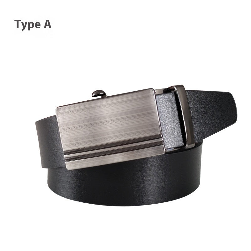 Ceinture pour homme en PU classique décontractée et polyvalente avec boucle automatique sans dents