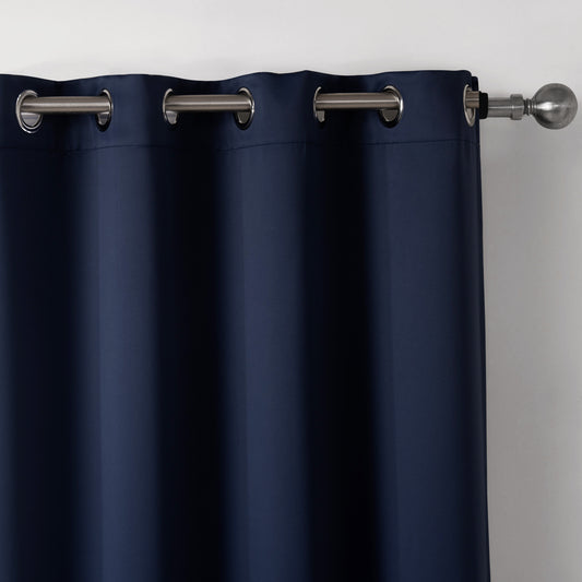 Rideaux occultants en tissu imprimé bleu foncé pour chambre à coucher