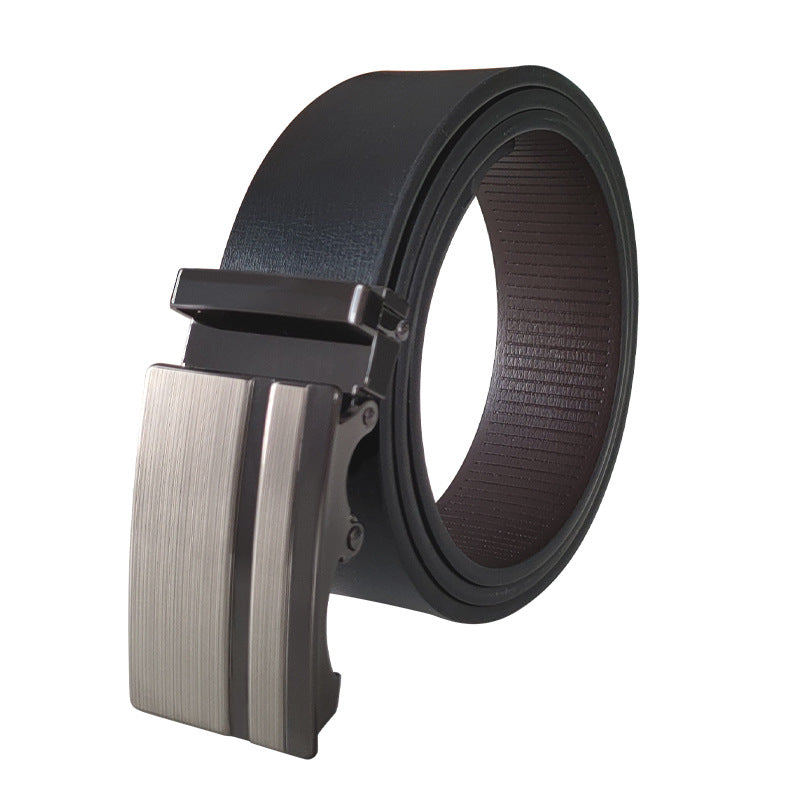 Ceinture pour homme en PU classique décontractée et polyvalente avec boucle automatique sans dents