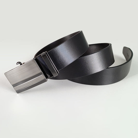 Ceinture pour homme en PU classique décontractée et polyvalente avec boucle automatique sans dents