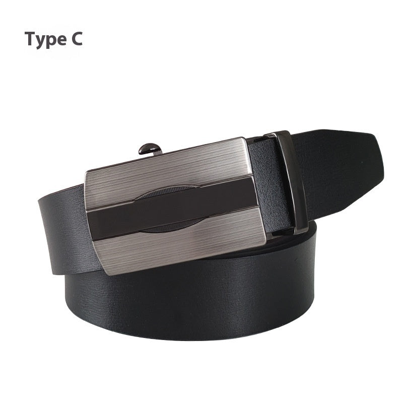 Ceinture pour homme en PU classique décontractée et polyvalente avec boucle automatique sans dents